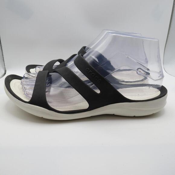 Crocs Womens Swiftwater Strappy White Black Casual Sandals Size US 7 UK 5 - Picture 4 of 8